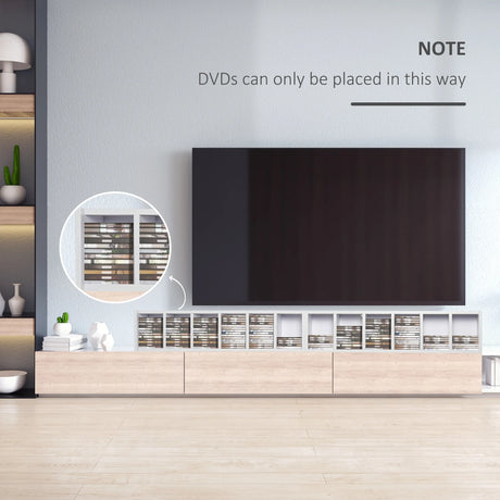 HOMCOM 204 CD Media Display Shelf Unit Set of 2 Blu-Ray Tower Rack w/ Adjustable Shelves Bookcase Storage Organiser, White