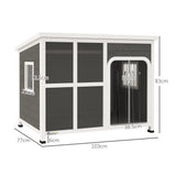 PawHut Wooden Outdoor Dog House, with Asphalt Openable Top, Removable Floor, Clear Front Panel, Curtain, 103 x 77 x 83cm
