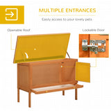 PawHut Rabbit Hutch Outdoor Guinea Pig Hutch Bunny Cage Shelter Outdoor, 90 x 45 x 65cm