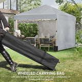 Outsunny 3 x 3 m Pop Up Gazebo, UPF 30+ Party Tent with 2 Sidewalls, Weight Bags and Wheeled Bag, Light Grey