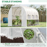 Outsunny Walk-in Polytunnel Greenhouse Green House with Roll-up Sidewalls, UV-resistant PE Cover, 3 x 2 x 2m, White