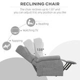 HOMCOM Power Lift Recliner Armchair, Electric Lift Chair for Elderly, Fabric Riser and Reclining Chair with Wingback, Remote Control, Side Pockets, Footrest, for Living Room, Grey