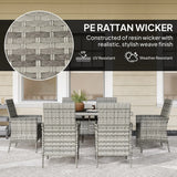 Outsunny Seven-Piece Rattan Dining Set - Mixed-Grey
