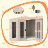 PawHut Dog Crate Furniture Side Table, with Cushion, 104 x 55 x 63cm - Walnut Brown