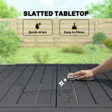Outsunny Expandable Patio Dining Table for 4-6 People, 80-160 cm Aluminium Extendable Outdoor Patio Table with Slatted Top, Black