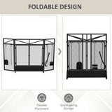 HOMCOM 3 Panel Folding Fire Guard Screen with Fireplace Tool Sets and Front Doors, Freestanding Fire Screen Spark Guard with Feet for Open Fire, Log Burner, Fireplace, 122 x77 cm, Black