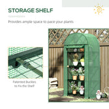 Outsunny 4 Tier Mini Greenhouse for Outdoor, Portable Gardening Plant Green House with Storage Shelf, Roll-Up Zipped Door, Metal Frame and PE Cover, 80 x 49 x 160cm, Green