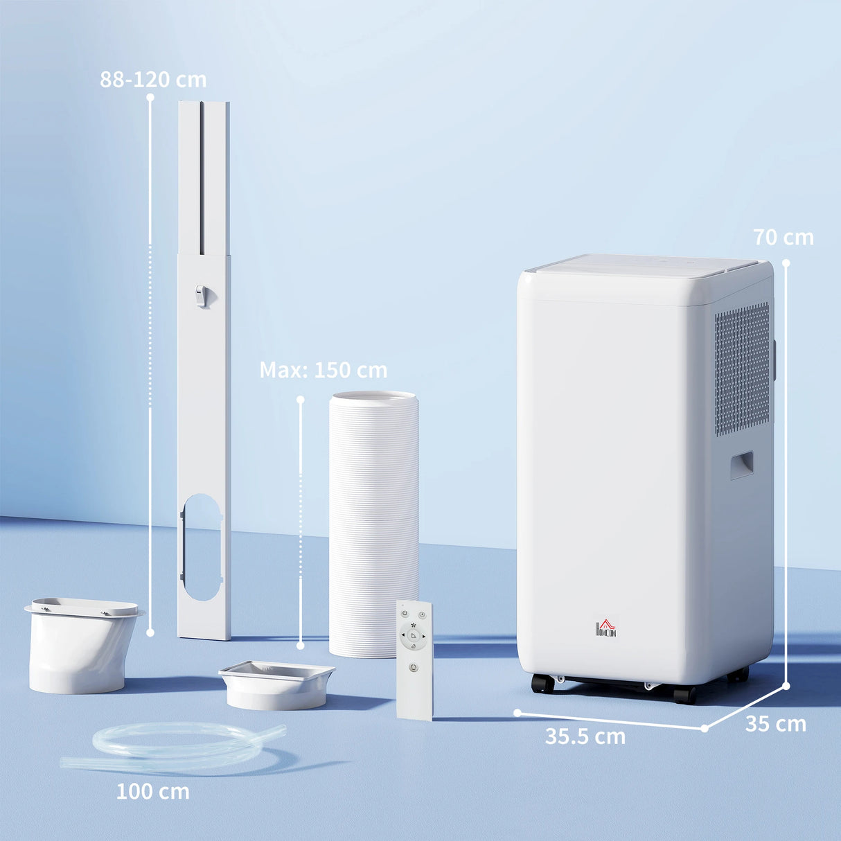 HOMCOM 12,000 BTU 5-in-1 Mobile Air Conditioner, 35m2 Radius - White