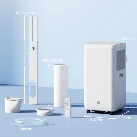 HOMCOM 12,000 BTU 5-in-1 Mobile Air Conditioner, 35m2 Radius - White
