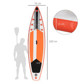 Outsunny 10'6" x 30" x 6" Inflatable Stand Up Paddle Board, Non-Slip Deck Board with Adj Paddle, ISUP Accessories and Carry Bag, for Youth Adults Beginner, White