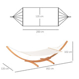 Outsunny Outdoor Garden Hammock with Wooden Stand Swing Hanging Bed for Patio White