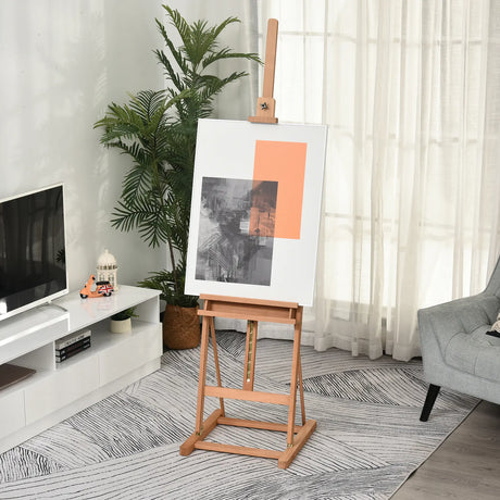 Vinsetto Wooden Easel Stand H-Frame Artist Easel with 171-230cm Adjustable Height and 0-80 Working Angles Beech Wood Art Easel for Displaying Painting Wedding Sign Nature Wood Finish