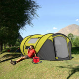 Outsunny 4-5 Person Pop-up Camping Tent Family Tent w/ 2 Mesh Windows & PVC Windows Portable Carry Bag for Outdoor Trip, Yellow