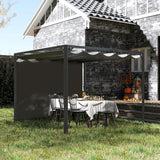 Outsunny 3 x 3m Aluminium Pergola, with Retractable Roof and Wall - Dark Grey
