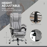 Vinsetto Office Chair with Massage and Heat, Microfibre Reclining Computer Desk Chair with Footrest and Adjustable Height, Swivel Wheels for Home Office, Grey