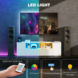 HOMCOM 16 LED Light TV Stand, with Storage - High Gloss White
