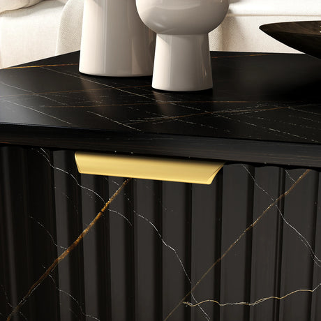 HOMCOM Elegant Marble Effect Storage Coffee Table - Black