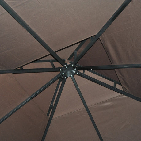 Outsunny 3 x 3 m Garden Gazebo Double Roof Marquee Patio Wedding Party Tent Canopy Shelter with Sidewalls (Brown)