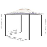 Outsunny 3.2 x 3.2m Garden Gazebo, Double Roof Outdoor Gazebo Canopy Shelter with Netting, Solid Steel Frame for Garden, Lawn, Backyard and Deck