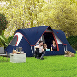 Outsunny 5-6 Man Camping Tent, Tunnel Tent, Water Resistant Hiking Shelter with Groundsheet and Carry Bag, Navy Blue