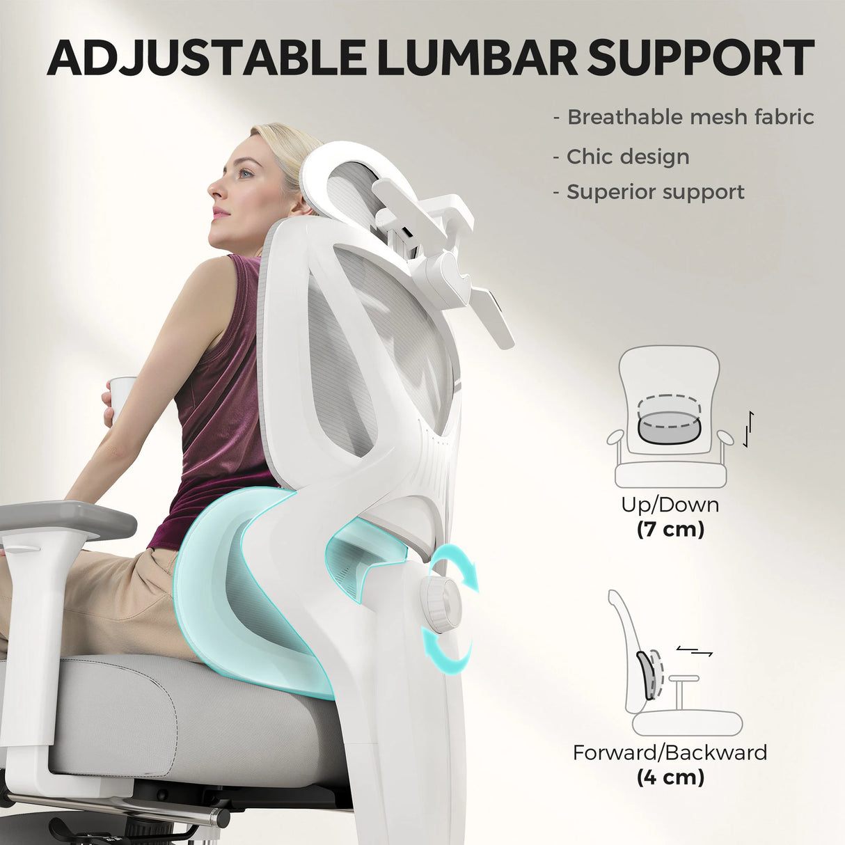 HOMCOM Ergonomic and Adjustable Office Chair - Grey