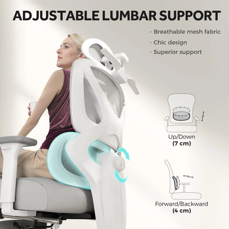 HOMCOM Ergonomic and Adjustable Office Chair - Grey