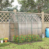 Outsunny Walk-In Greenhouse, Lean-to Small Greenhouse with Zipped Roll Up Doors, Tomato Greenhouse with Plastic Cover and Sloping Top for Flowers, Vegetables and Herbs, 214cm x 118cm x 212cm, Clear