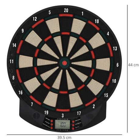 HOMCOM LCD Electronic Dartboard Set Features 26 Games w/ 185 Variations and Include 6 Darts Multi-Game Option Ready-to-Play