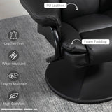 HOMCOM Swivel Recliner Chair with Footstool, PU Leather Recliner Armchair with Ottoman, Steel Base, Upholstered Reclining Chair for Living Room, Bedroom, Office, Black