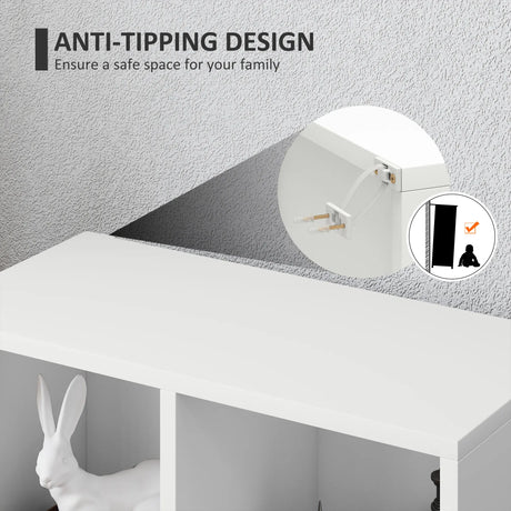 HOMCOM 2-Tier Bookshelf with 5 Compartments - White