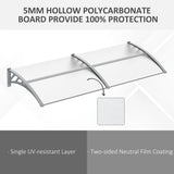 Outsunny Front Door Canopy Outdoor Awning Aluminium Rigid Plastic Polycarbonate Rain Shelter UV Water Rain Resistant 196 x 75cm Clear