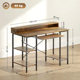 HOMCOM Computer Desk with LED Lights and Power Outlets, 120 x 55 cm Gaming Desk with Monitor Stand, Sliding Keyboard Tray and Storage Shelves for Home Office, Rustic Brown