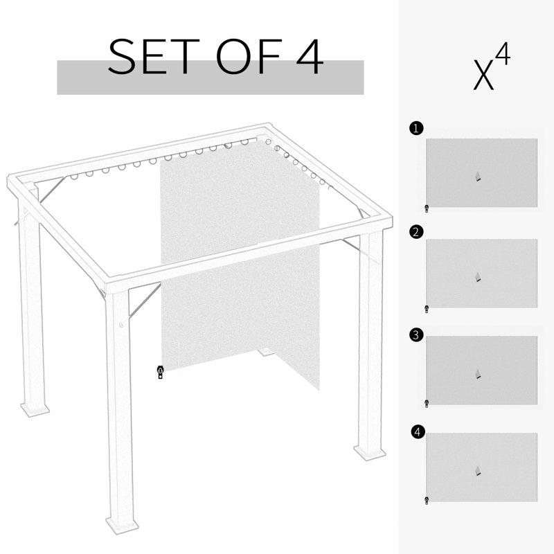 Outsunny Replacement Gazebo Curtains, 4-Panel Gazebo Side Panels Only, for 3 x 3 (M) Gazebos or Pergolas, Hooks/C-Rings Included, Beige