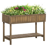 Outsunny Wooden Herb Planter Raised Bed Container Garden Plant Stand Bed 8 Boxes 110L x 46W x 76Hcm Brown