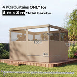 Outsunny 4 Pack Replacement Gazebo Curtains Privacy Panel for Most 3 x 3 m Gazebo, Outdoor Shelter Sidewalls, Khaki