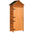 Outsunny Wooden Outdoor Storage Shed, Compact Utility Outdoor Tool Shed with Lockable Double Doors and Shelves, Orange