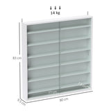 HOMCOM Six Shelf Display Cabinet, with Glass Doors - White