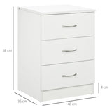 HOMCOM Three-Drawer Simple Bedside Table - White