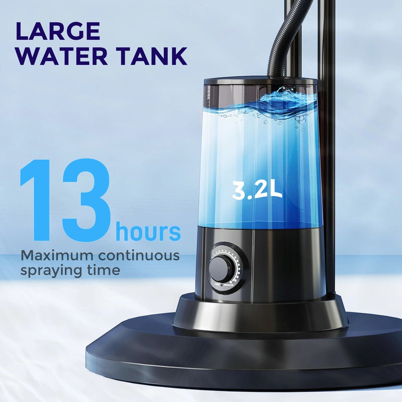 HOMCOM Pedestal Fan with Water Mist Spray, Spray Misting Fan with 70 Oscillation, Tilt Head, 3 Speeds, 3 Modes, Adjustable Mist, 3.2L Water Tank, for Home, 120 cm