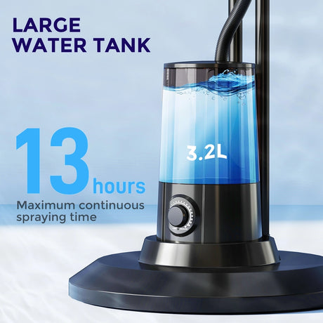 HOMCOM Pedestal Fan with Water Mist Spray, Spray Misting Fan with 70 Oscillation, Tilt Head, 3 Speeds, 3 Modes, Adjustable Mist, 3.2L Water Tank, for Home, 120 cm