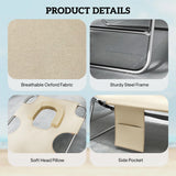 Outsunny 5-Position Adjustable Sun Loungers Set of 2 with Reading Hole and Side Pocket, Beige