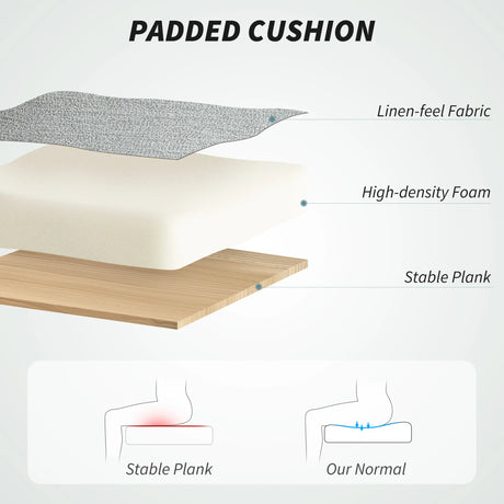 HOMCOM Linen-Look Double-Padded Office Chair - Grey