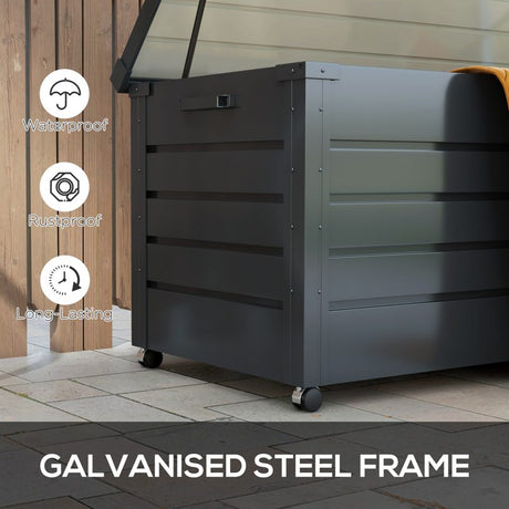 Outsunny 311L Galvanised Steel Garden Storage Box, with Lock - Dark Grey