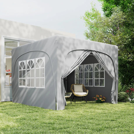 Outsunny 3 x 3m Pop-Up Gazebo Shelter, with Accessories - Light Grey