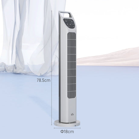 HOMCOM 31" Oscillating Tower Fan with Remote Control, 4H Timer, 3 Speed 3 Modes, Quiet Electric Floor Standing Fan for Home Bedroom Office, Silver