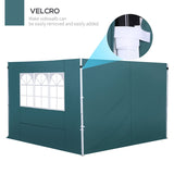 Outsunny 3 Meters Gazebo Replaceable Exchangeable Side Panel Wall Panels Walls With Window, Dark Green