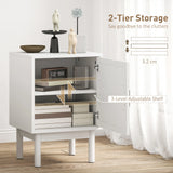 HOMCOM Rattan Bedside Table for Bedroom - White