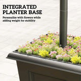 Outsunny Solar Lamp Post with Dusk-to-Dawn Sensor Street Light with 3-Head Planter 185 cm Black