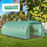 Outsunny 6 x 3 x 2m Greenhouse Replacement Cover ONLY Winter Garden Plant PE Cover for Tunnel Walk-in Greenhouse with Roll-up Windows Door Outdoor, Green