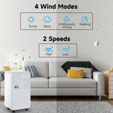 HOMCOM 12L/Day Dehumidifier for Home, Laundry Room, Bedroom, Basement, Electric Moisture Air De-Humidifier with 4 Modes, Continuous Drainage, 24H Timer, Digital Humidity Display